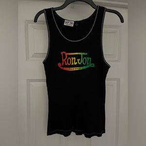 Ron Jon Surf Shop Tank Top Black Rasta Logo Cotton Large